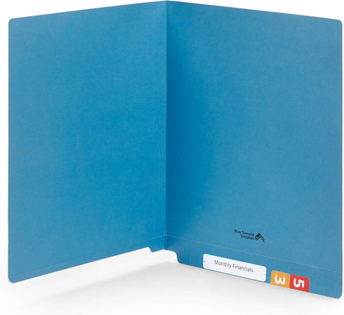 Blue Summit Supplies 100 Blue End Tab File Folders, Reinforced Straight Cut Tab Files for Office Use