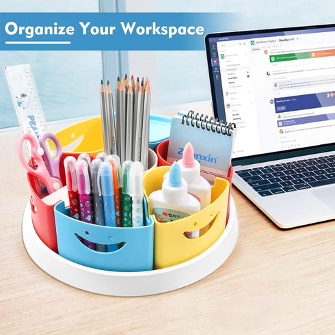 MeCids Art Supply Storage Organizer, 360° Spinning Pen Holder and Caddy for Office, Classroom