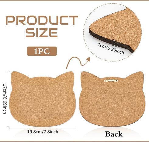 BENECREAT Pin Board Cat Cork Board, 0.4inch Thick Bulletin Display Board Wall Mounted Cork Board for Brooch Pin Storage, Office Home Festival Valentine's Decor, 7.8x6.7inch by BENECREAT