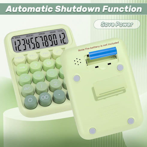 Mechanical Switch Calculator with Big Buttons, 12 Digits, Large LCD Display, Cute Pink Desktop Calculator for Office,