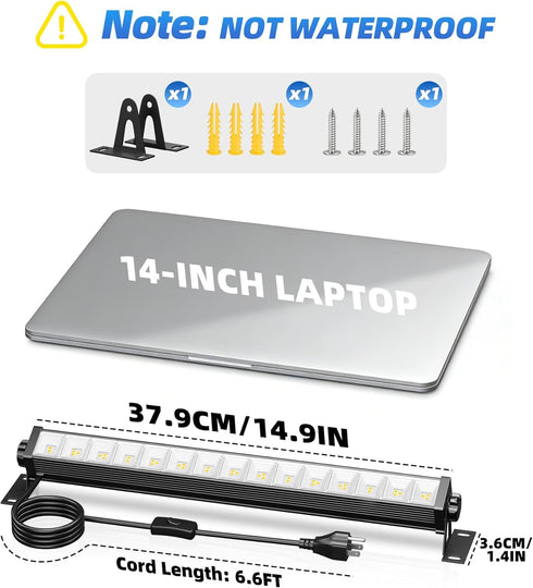 2 Pack 40W 5400LM 6000K 6.6FT YQNLIFA LED Shop Lights, Plug in Garage Lights with Power Cord, Work Light for Garage