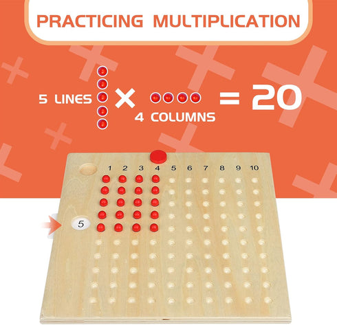 YHZAN Montessori Math Board Learning Multiplication & Division STEM Wooden Educational Toy Manipulative
