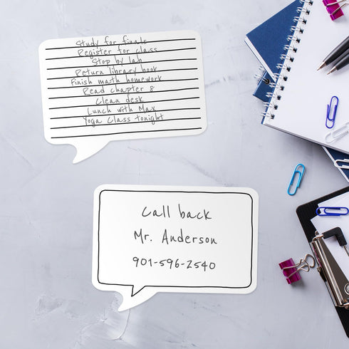 Speech Bubble Shaped Sticky Note Pad Assortment, 6.5" x 5", Set of Three Black Line Sticky Note Designs