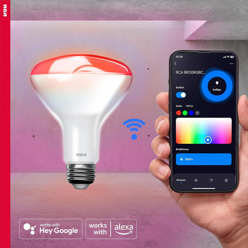 Bulb, 1-PK 9W (60W Bulb, Dimmable BR30 Bulb, Bulb RCA WiFi LED Smart Light | Indoor Flood Light, Equiv) Multicolor