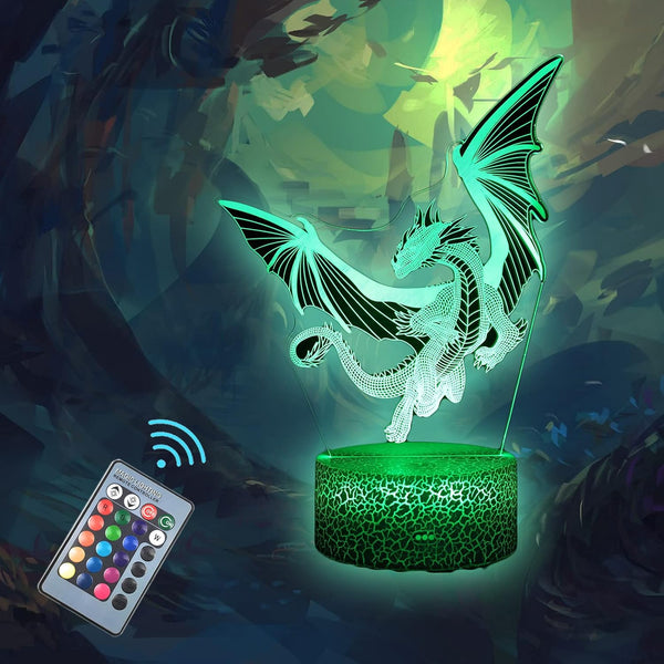 MARZIUS Dragon 3D Illusion LED Table Decor Lamp Night Light with Greeting Card,