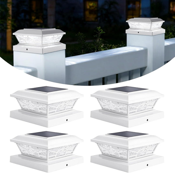 Brightever 4x4 3.5x3.5 Solar Post Cap Lights, 4-Pack Outdoor Solar Powered Fence