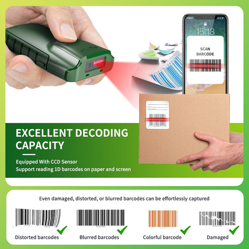 NETUM Bluetooth 1D Barcode Scanner, 3-in-1 Portable CCD Bar Code Reader for Warehouse Inventory