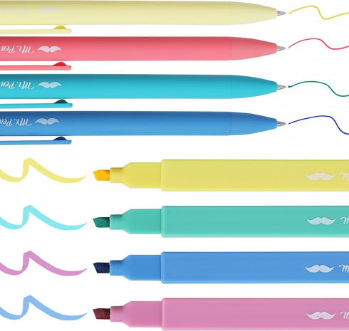 Mr. Pen Aesthetic Highlighters and Gel Pens, 8 Pack, Assorted Color Highlighters and Gel Pens