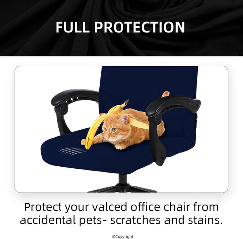 Stretch Computer Office Chair Cover, Durable Zipper Washable Spandex Slipcovers, Anti-dust Protector for Pets