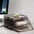 Vintage Wood & Metal Letter Tray - Stackable Desk Organizers for File, Magazines, Mail, with Pen Holder (3 Layer)