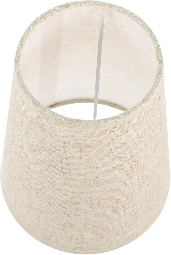 Linen Fabric Lampshade Beige 6X6X7 Inches Semi-Circle Heightened Design for E14 Bulb