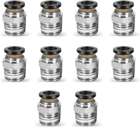 10 Pcs Push to Connect Fittings, 1/4 Inch Tube OD x 1/4 Inch NPT Thread, Pneumatic Male Straight Quick Connect