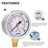 0-200 Psi Pressure Gauge, Dry Water Pressure Gauge, 2-1/2" Dial, 1/4" NPT Lower Mount, Stainless Steel Case