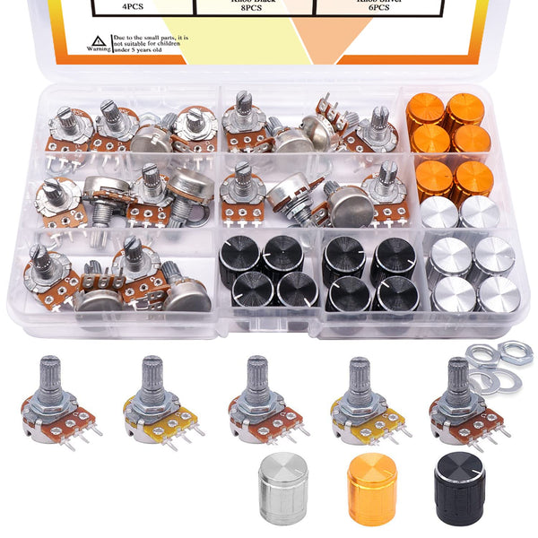 Taiss 80PCS Potentiometer Kit, WH148 B5K 10K 20K 50K 100K Ohm Rotary Audio Potentiometers