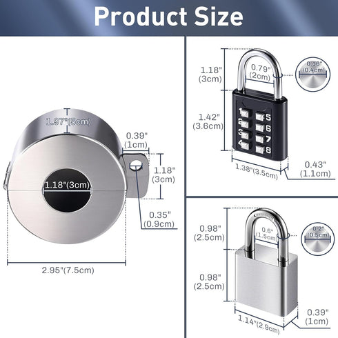2 Pack 4 1.3-2.5" Outdoor Faucet Spigot Lock, Locks Water Hose Bibs Locks Outdoor with Metallic Stainless Steel Gate