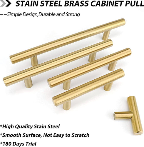goldenwarm 2Pcs Brushed Brass Cabinet Pull Knob: 6-1/4in Hole Center, 8-4/5in Overall Length for Kitchen Furniture