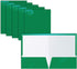 Better Office Products 25 Pack 2 Pocket Glossy Laminated Green Paper Folders, Letter Size