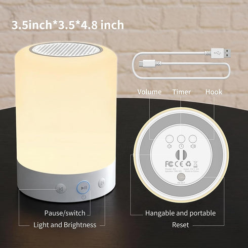 20 6 Night Lights, White Noise Machine Non-Looping Sleep Sounds, Rechargeable Battery, Touch Control, Timers & Memory