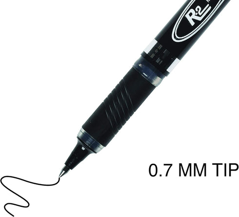 Inc. R2 Rollerball Pens - 0.7 mm Medium-Point Pen Set with Comfort Grip, 12 Pack, Black Ink