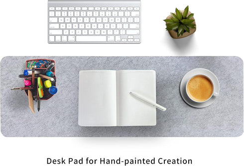DawnTrees Felt Desk Pad, Keyboard Mat (35.5x12 Inches), Large Mouse Pad, Computer Desk Mat XL, Light Gray