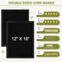 Double-Sided Black Cork Board with Linen, 16" x 12" Hanging Wood Framed Small Bulletin Board, Picture Display Vision Board Kit Corkboards for Wall Room School Office Decor, 20 Pushpins by AMUSIGHT