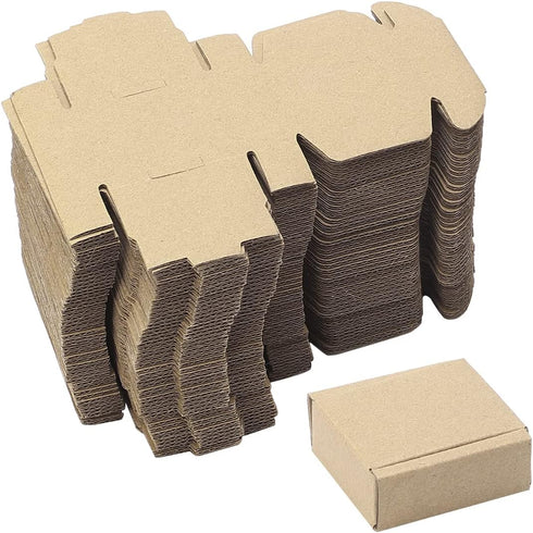 Ellbest 50Pcs Foldable Kraft Boxes, Rectangular Recyclable Cardboard for Packing, Shipping, Storage, 1.96x1.96x0.78