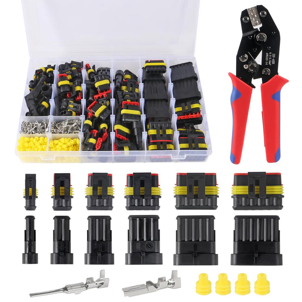 AITRIP 708 Pieces Waterproof Car Connection Kit, Quick Connector with Crimping Pliers for Car, Truck, Motorcycle