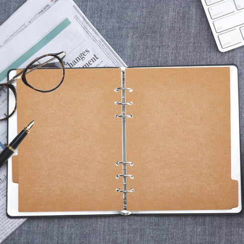 SUPERFINDINGS 20 Sheets A5 Kraft Paper Binder Dividers, 5-Tab/6-Hole Cover Ring Binder
