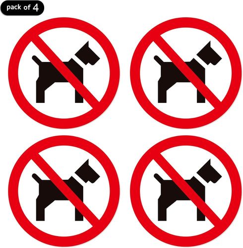 dealzEpic No Pets Inside/No Dogs Allowed Sign, Self Adhesive Vinyl Decal Sticker, Pack of 4 Pcs