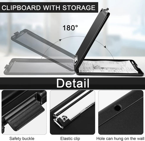 Geyee 8 Pcs Clipboards with Storage, Letter Size Foldable Nursing Clipboard with Pen Holder, Low Profile Clip Board