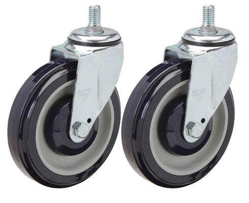 Shopping Cart Caster Set of Two | 5" Swivel Polyurethane with Precision