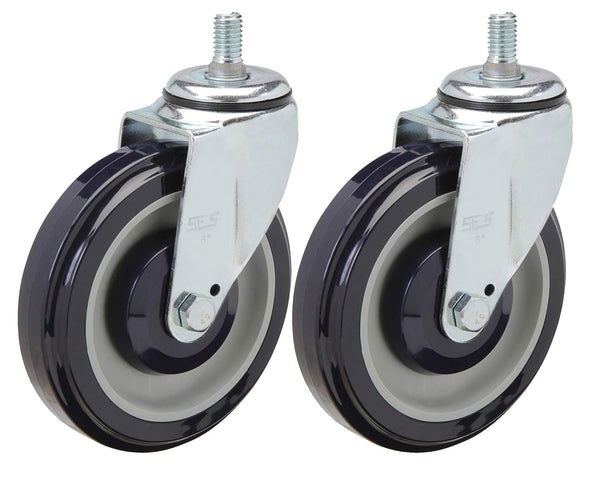 Shopping Cart Caster Set of Two | 5" Swivel Polyurethane with Precision
