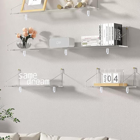 10pcs (2.2in 1.3in) Adjustable Acrylic Corner Braces Clear Plastic Wall Mount Floating Shelf Brackets for Light-Weight