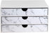 Leather Desk Organizer with 3 Drawers, Executive Office Supplies Desktop Filing Cabinet for Documents, White