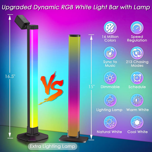 16 213 Preset 8 3 Smart Light Bar with Swivel Lamp, LED Light Bar for Room, RGB & IC Ambient Backlight with Million
