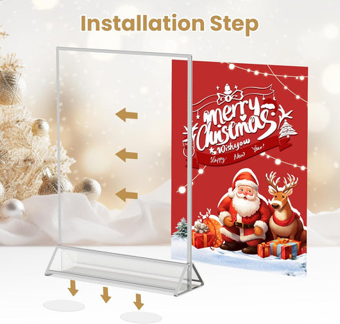 8.5X11 Removable-3 Pack Sliver Frames Double-Sided Acrylic Sign Holder Sliver Picture Frames Flyer Holder for Menu