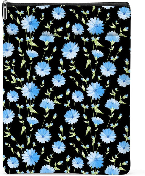 Blue Flower Pattern Waterproof Book Sleeve, Book Pouch with Zipper and Front Pocket, Book Cover Case for Women, Gifts