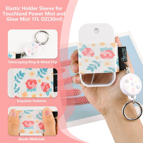 Beautyflier Pack 4 1FL OZ of Elastic Sleeve for Touchland Power Mist and Glow Mist Hand Sanitizer Spray