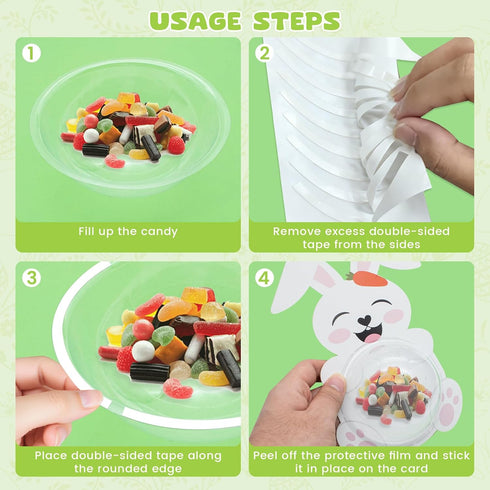 KCMOSGI 24 Pcs Easter Candy Cards with Clear Box, DIY Bunnies Eggs Chick Candy Cards, Easter Gifts for Classroom School