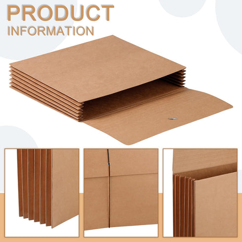 Heavy Duty Expandable File Pockets with Flap, Accordion Organizer for Office, School, Home, Letter Size Kraft
