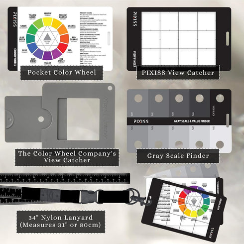 31") Artist Viewfinder and Color Checker Passport with Lanyard (Measures up to Pocket Color Wheel, Gray Scale Value