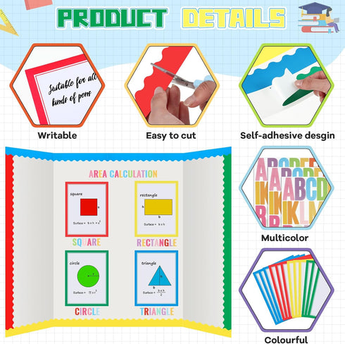 Henoyso 116 Sheets Science Fair Board Supplies with 20 Printable Presentation Subtitles and 80 Scalloped Bulletin