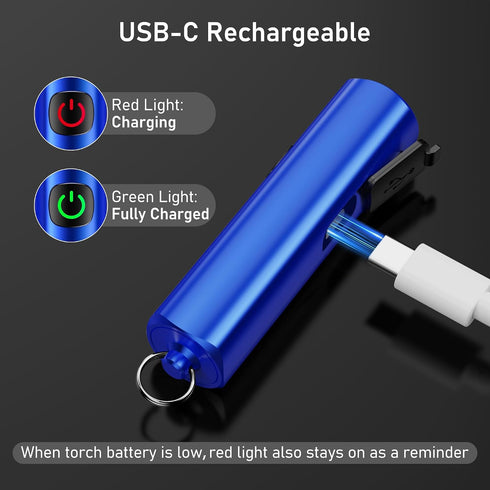 3 Blukar Rechargeable EDC Flashlight, Mini Keychain Flash Light with Lighting Modes, Memory Function, Waterproof