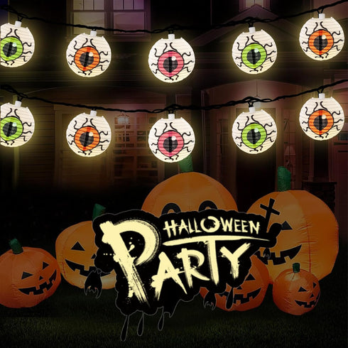 Halloween Eyeball Lantern String Lights, 8.5Ft LED Lights with 10 Novelty Eyeball Lanterns for Outdoor Decor