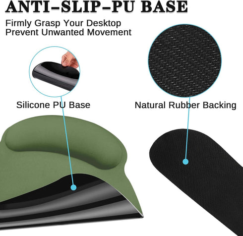 Britimes Set 4in1 35.4x15.7Inches Olive Green Keyboard Mouse Pad Large Mousepad+Keyboard Wrist Rest+Mouse Wrist