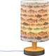 YYZZH Vintage Fish Pattern Table Lamp with Wood Base Fabric Lamp Shade Bedside Nightstand Desk Lamp for Living Room