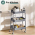 Generic 3 Tier Rolling Cart, Metal Utility Cart with Wheels, Lockable Storage Organizer for Kitchen, Bathroom, Living
