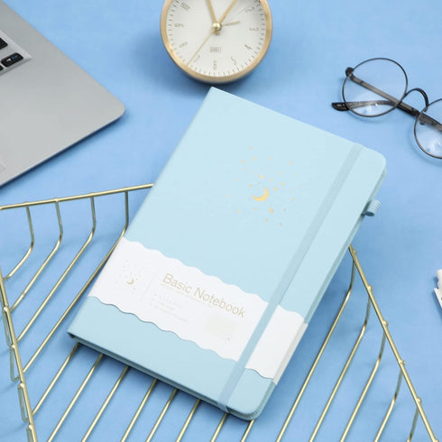 CAGIE Lined Journal Notebook for Work, 196 Pages, Medium 5.7" x 8.3", Hardcover with Pen Loop, Sky Blue