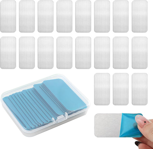 Mellisore 24pcs 2.3x1.1in Adhesive Metal Plates for Magnetic Mount, Metal Strips for Magnets Steel Strips with Adhesive