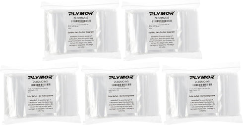 Plymor 4" x 5" Zipper Reclosable Plastic Bags (Pack of 500), 2 Mil